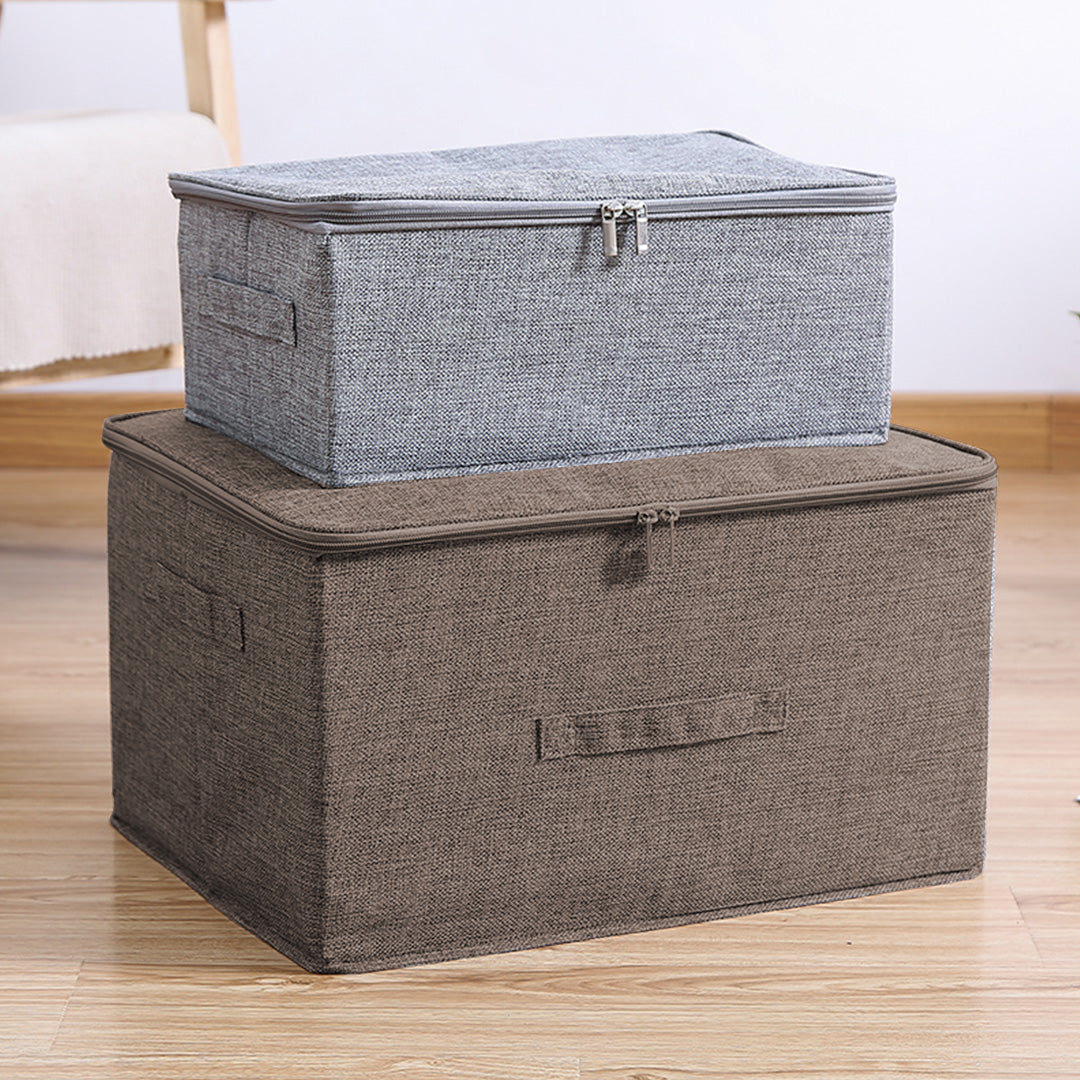 SOGA 2X Coffee Large Portable Double Zipper Storage Box Moisture Proof Clothes Basket Foldable Home Organiser • LUZ-SBox026X2