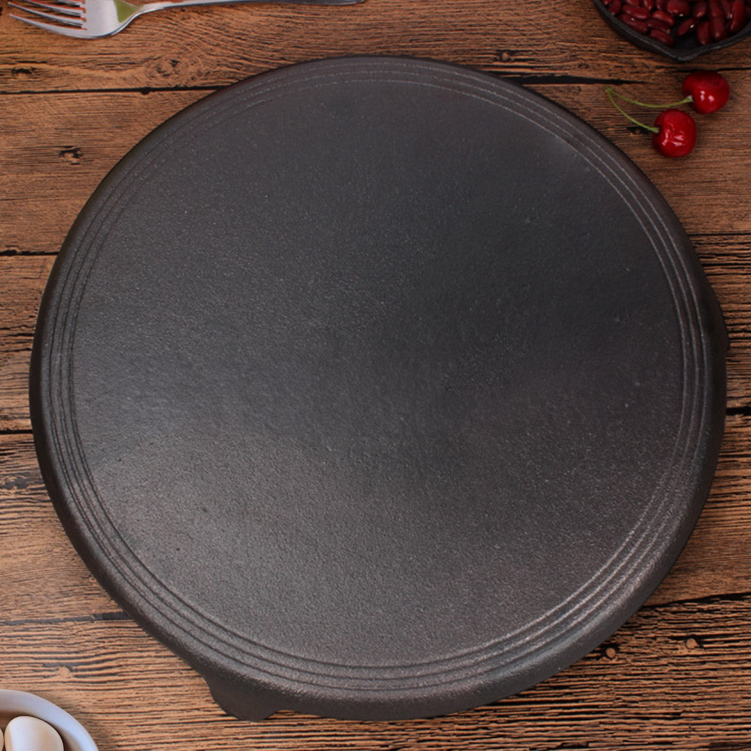 SOGA 2X 33CM Reversible Round Cast Iron Induction Crepes Pan Baking Cookie Pancake Pizza Bakeware • LUZ-ZPai052AX2
