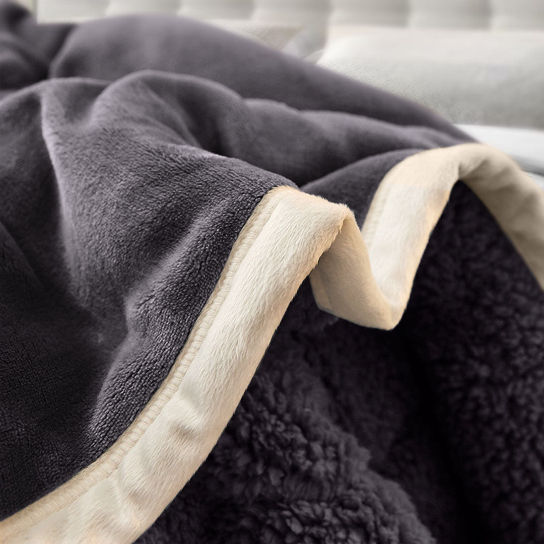 SOGA 2X Dark Grey Throw Blanket Warm Cozy Double Sided Thick Flannel Coverlet Fleece Bed Sofa Comforter • LUZ-Blanket303X2