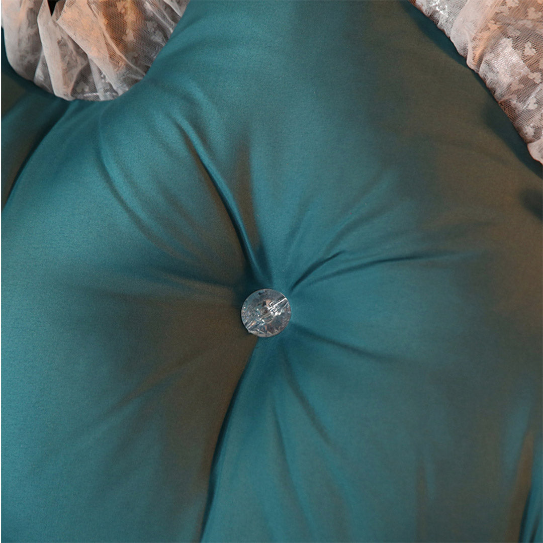 SOGA 4X 180cm Blue-Green Princess Bed Pillow Headboard Backrest Bedside Tatami Sofa Cushion with Ruffle Lace Home Decor • LUZ-PillowSlk180BlueX4