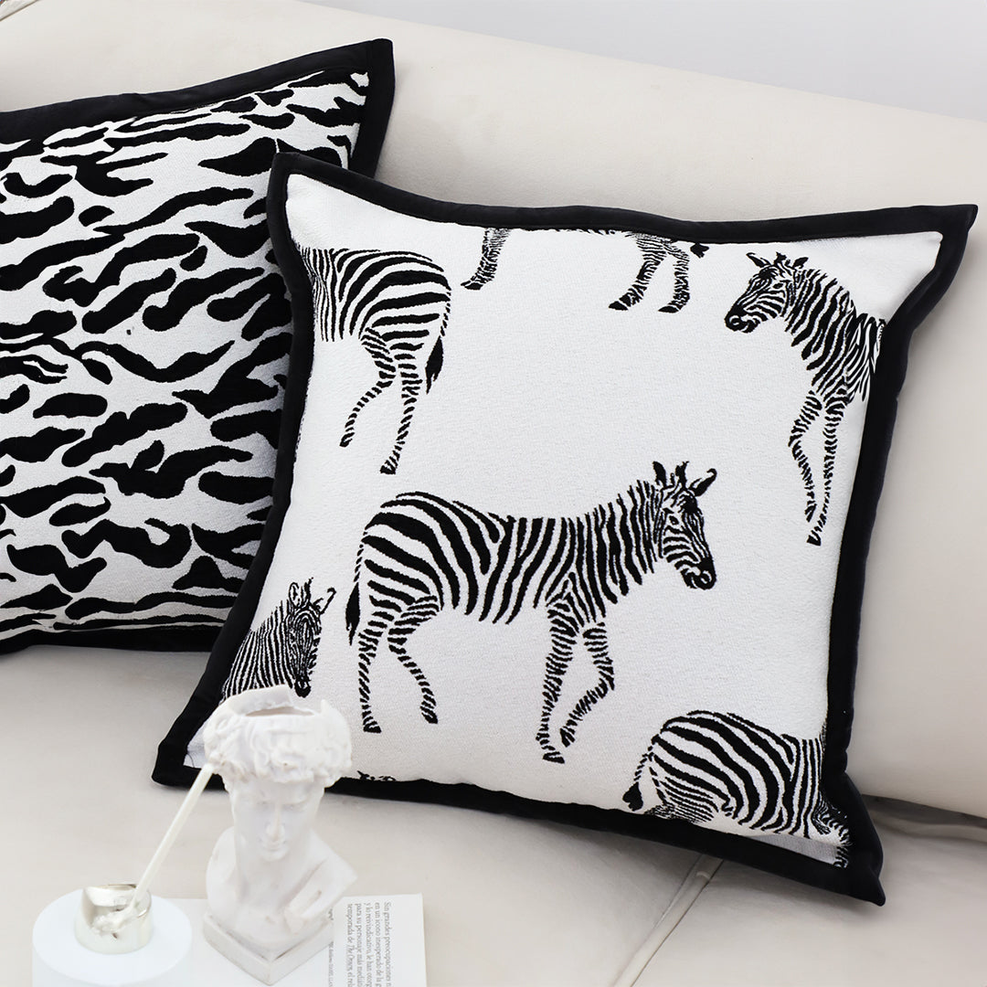 SOGA 2X 45cm Black and White Light  Luxury Zebra Cushion Decorative Square Pillow Living Room • LUZ-FrenchCushion289X2