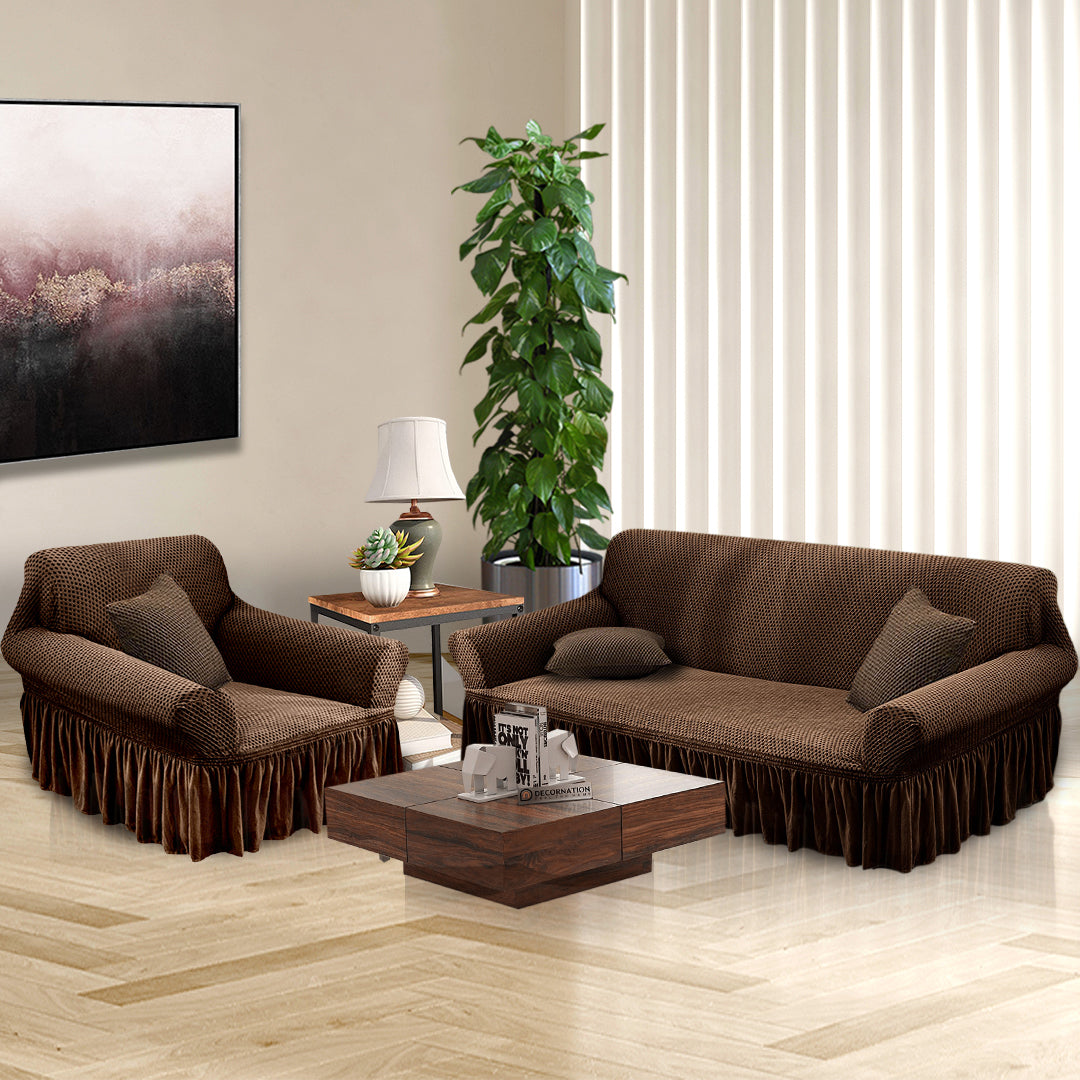 SOGA 1-Seater Coffee Sofa Cover with Ruffled Skirt Couch Protector High Stretch Lounge Slipcover Home Decor • LUZ-SofaCov1