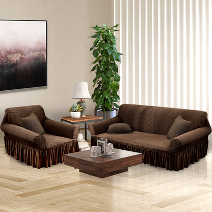 SOGA 1-Seater Coffee Sofa Cover with Ruffled Skirt Couch Protector High Stretch Lounge Slipcover Home Decor • LUZ-SofaCov1