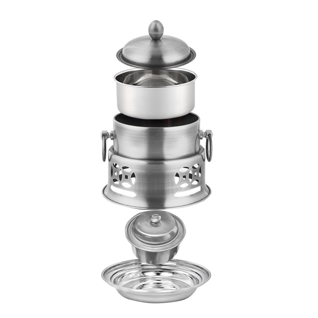 SOGA 4X Stainless Steel Mini Asian Buffet Hot Pot Single Person Shabu Alcohol Stove Burner with Lid • LUZ-ChafingDishHotPot4X4