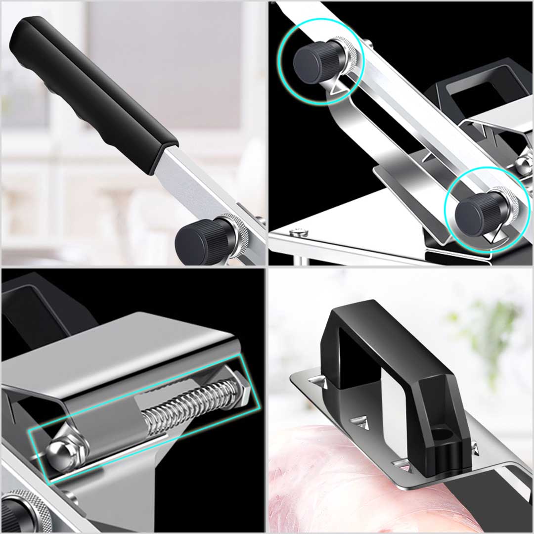 SOGA 2X Manual Frozen Meat Slicer Handle Meat Cutting Machine 18/10 Commercial Grade Stainless Steel • LUZ-MeatSlicerManualX2