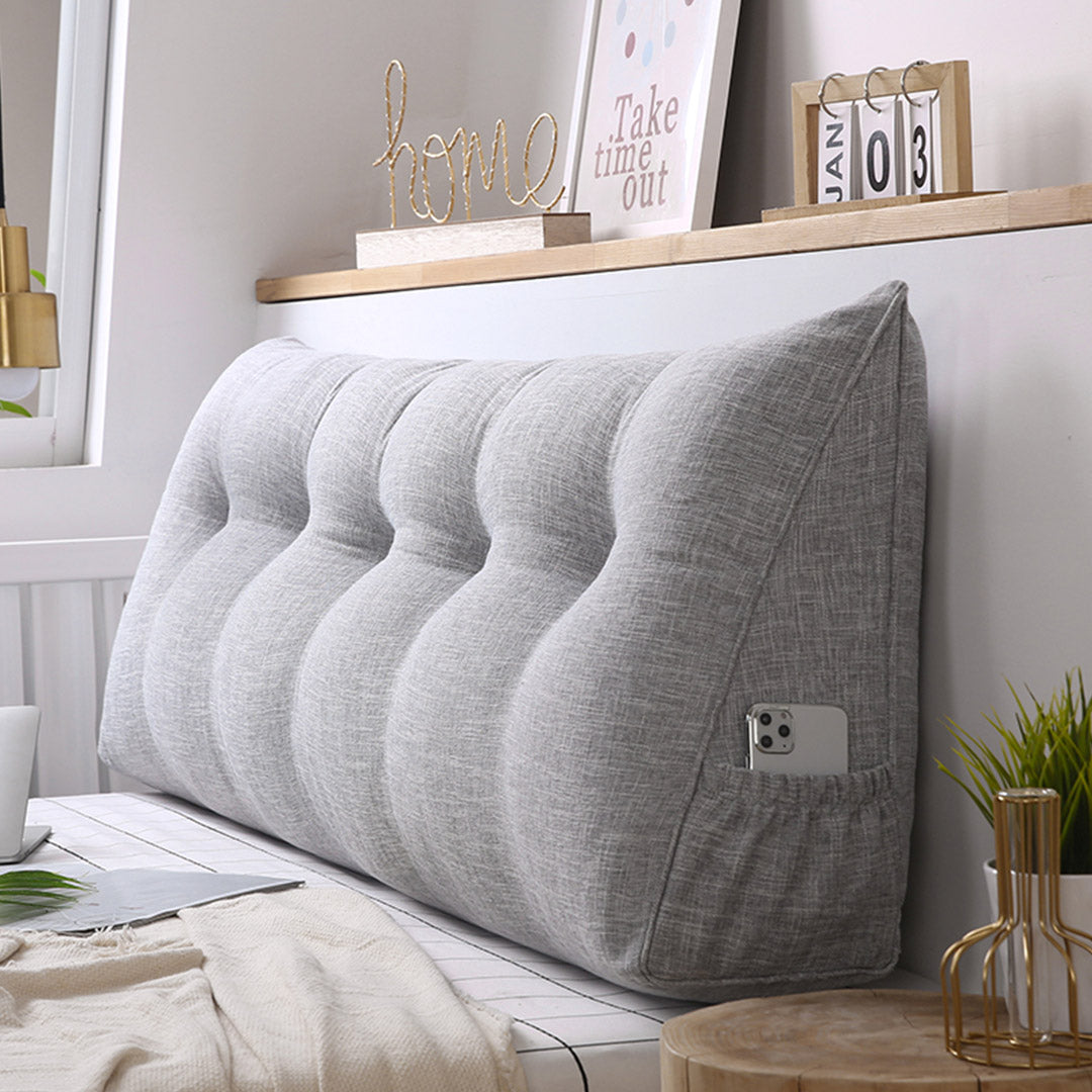 SOGA 4X 120cm Silver Triangular Wedge Bed Pillow Headboard Backrest Bedside Tatami Cushion Home Decor • LUZ-PillowFab120SilverX4