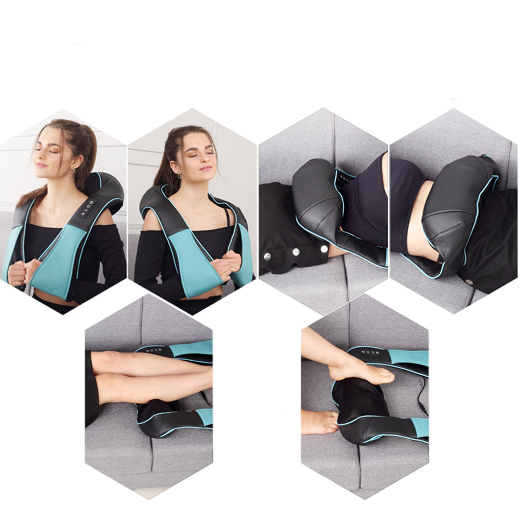 SOGA 2X Electric Kneading Back Neck Shoulder Massage Arm Body Massager Blue/White • LUZ-Massager580ABLU-WHT