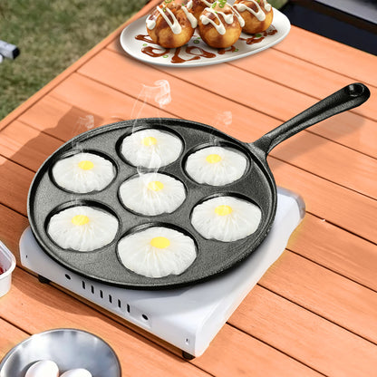 SOGA 2X 23cm Cast Iron Takoyaki Fry Pan Octopus Balls Maker 7 Hole Cavities Grill Mold • LUZ-ZPai022X2