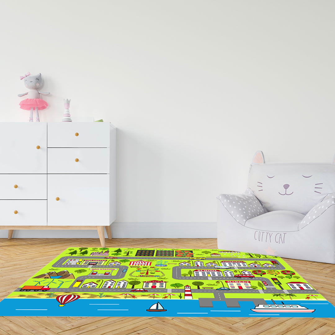 SOGA 2X 120cm Kids Rug Street Map Play Mat, Educational Baby Theme Park Area Rugs • LUZ-KidCarpet600X2