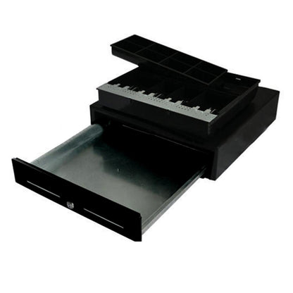 SOGA Black Heavy Duty Cash Drawer Electronic 4 Bills 8 Coins Cheque Slot Tray Pos 410 • LUZ-CashDrawer410