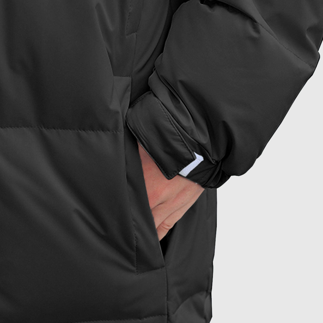 abbee Black XL Winter Hooded Overcoat Long Jacket Stylish Lightweight Quilted Warm Puffer Coat • LUZ-DJ-659F