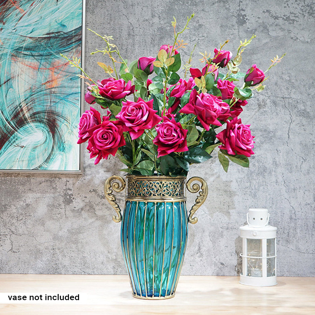 SOGA 8 Bunch Artificial Silk Rose 5 Heads Flower Fake Bridal Bouquet Table Decor Pink • LUZ-HO-F008