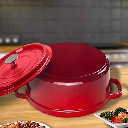 SOGA Cast Iron 22cm Enamel Porcelain Stewpot Casserole Stew Cooking Pot With Lid 2.7L Red • LUZ-Stewpot22cmRed