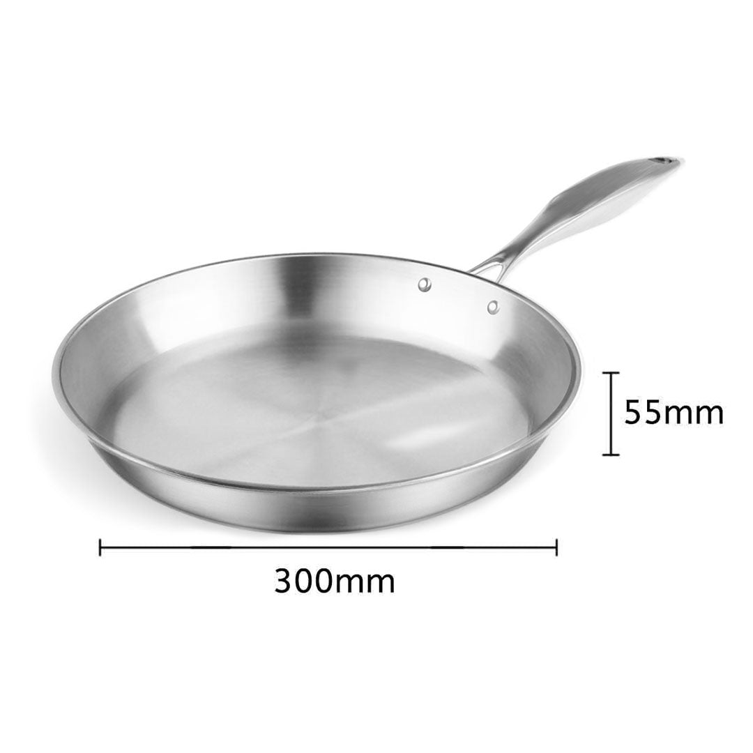 SOGA Dual Burners Cooktop Stove 30cm Stainless Steel Induction Casserole and 30cm Fry Pan • LUZ-ECooktDBL-CASL4227-FRY2865