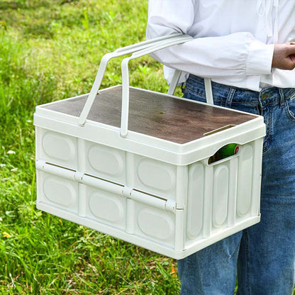 SOGA 34.5 cm 18L White Car & Camping Foldable Storage Box Crate Stackable Container with Handle • LUZ-StorageBox3706
