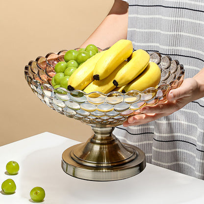 SOGA Bronze Pedestal Crystal Glass Fruit Bowl Candy Holder Countertop Dessert Serving Basket Decor • LUZ-Plate6063