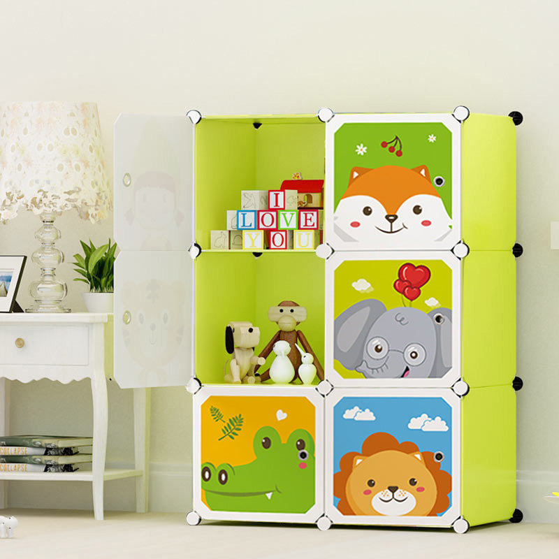 SOGA 6 Cubes Animal Design Portable Wardrobe Divide-Grid Modular Storage Organiser Foldable Closet • LUZ-Wrobe1778