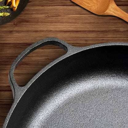 SOGA 29cm Round Cast Iron Frying Pan Skillet Steak Sizzle Platter with Helper Handle • LUZ-ZPaiC5