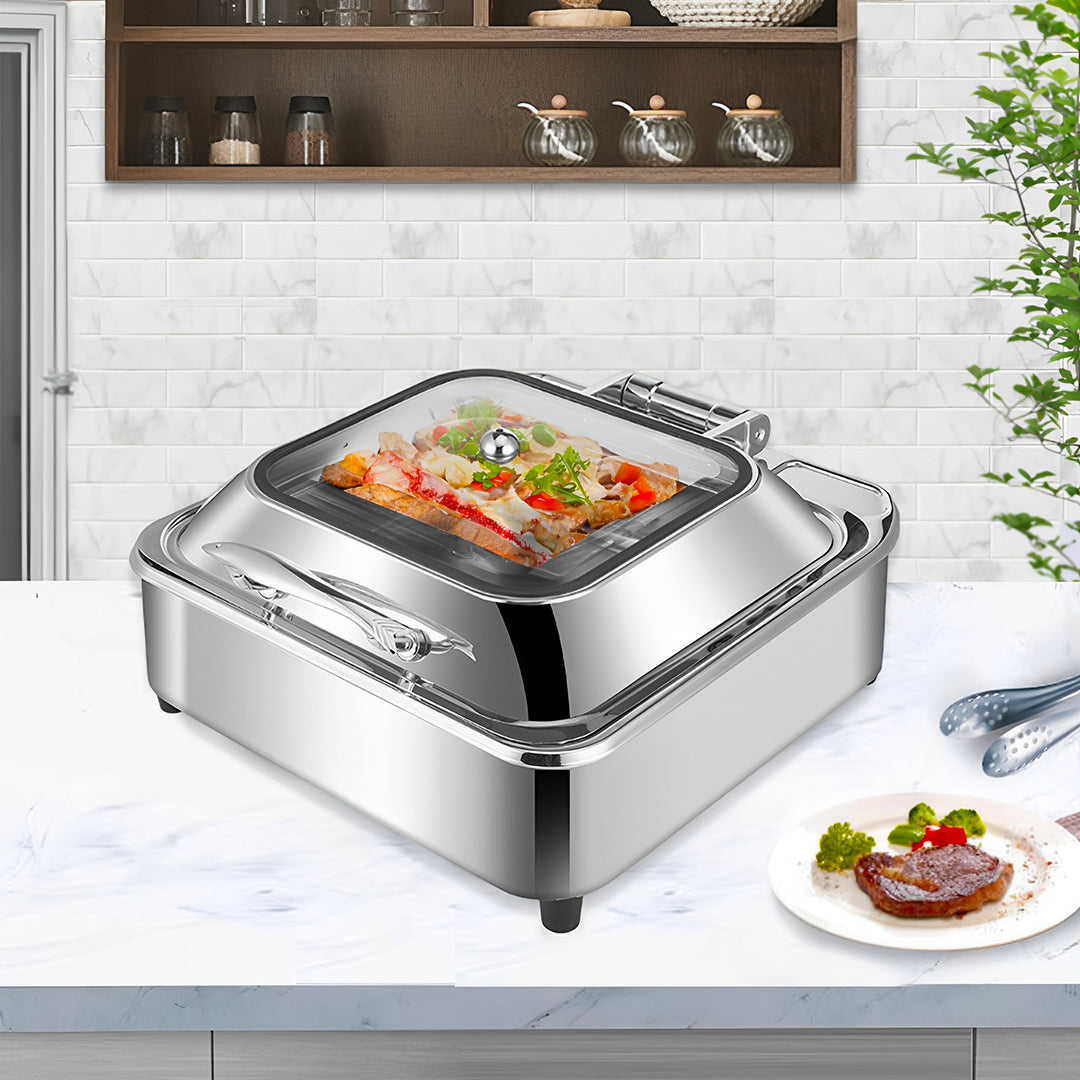 SOGA Stainless Steel Square Chafing Dish Tray Buffet Cater Food Warmer Chafer with Top Lid • LUZ-ChafingDish2104
