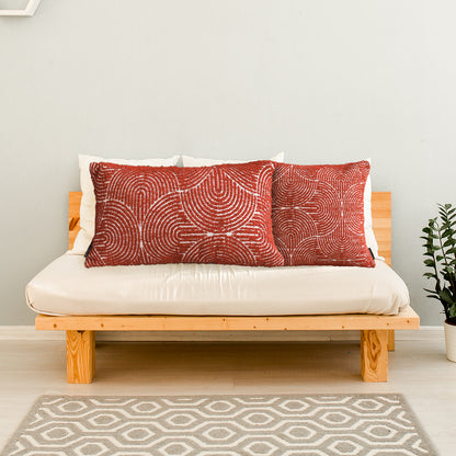 SOGA 2X 30cm Cinnabar Pillow Perfect Burnt Indoor/Outdoor Corded Throw Red Set Lumbar Throw Pillow • LUZ-FrenchCushion219X2