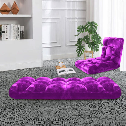 SOGA 2X Floor Recliner Folding Lounge Sofa Futon Couch Folding Chair Cushion Purple • LUZ-LoungeChairPurpleX2