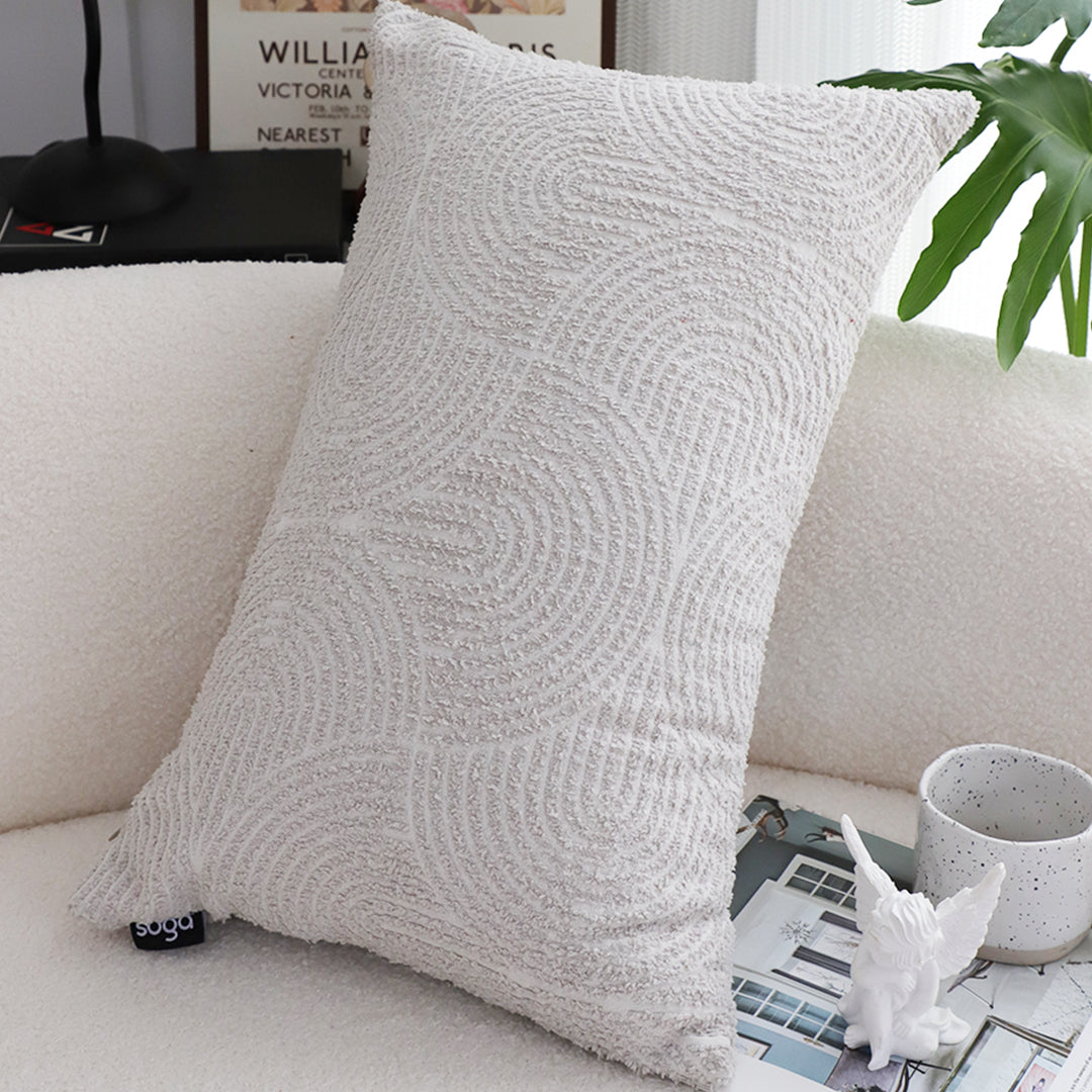 SOGA 2X 35cm Throw Pillow Off White Lumbar Embroidered Decorative Cover Stitch for Home Decor • LUZ-FrenchCushion316X2