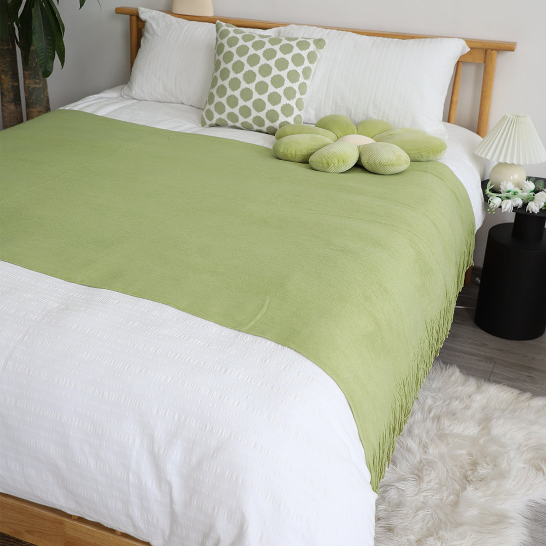 SOGA 2X Green Acrylic Knitted Throw Blanket Solid Fringed Warm Cozy Woven Cover Couch Bed Sofa Home Decor • LUZ-Blanket913X2