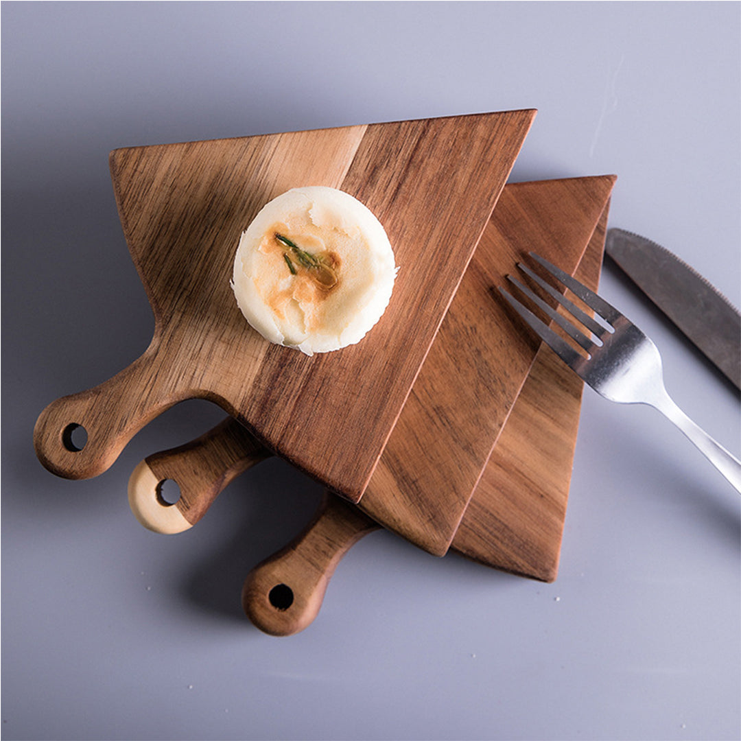 SOGA 6 pcs Brown Round Divisible Wood Pizza Server Food Plate Board Pizza Paddle Cutting Board Home Decor • LUZ-WodE588