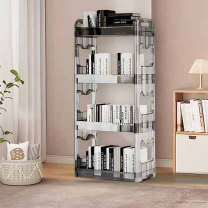 SOGA 2X 38x24cm Clear 4 Tier Bookshelf & Cosmetic Storage Organizer Trolley Rack • LUZ-BookSheClear5X2