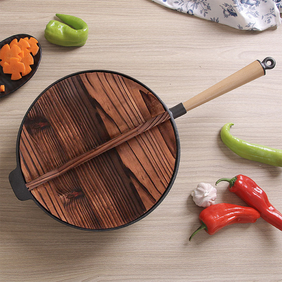 SOGA 31cm Commercial Cast Iron Wok FryPan Fry Pan • LUZ-ZPai012