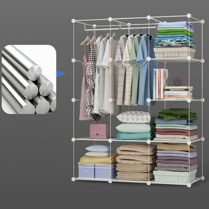SOGA 10 Cubes White Portable Wardrobe Divide-Grid Modular Storage Organiser Foldable Closet with Doors • LUZ-Wrobe3520