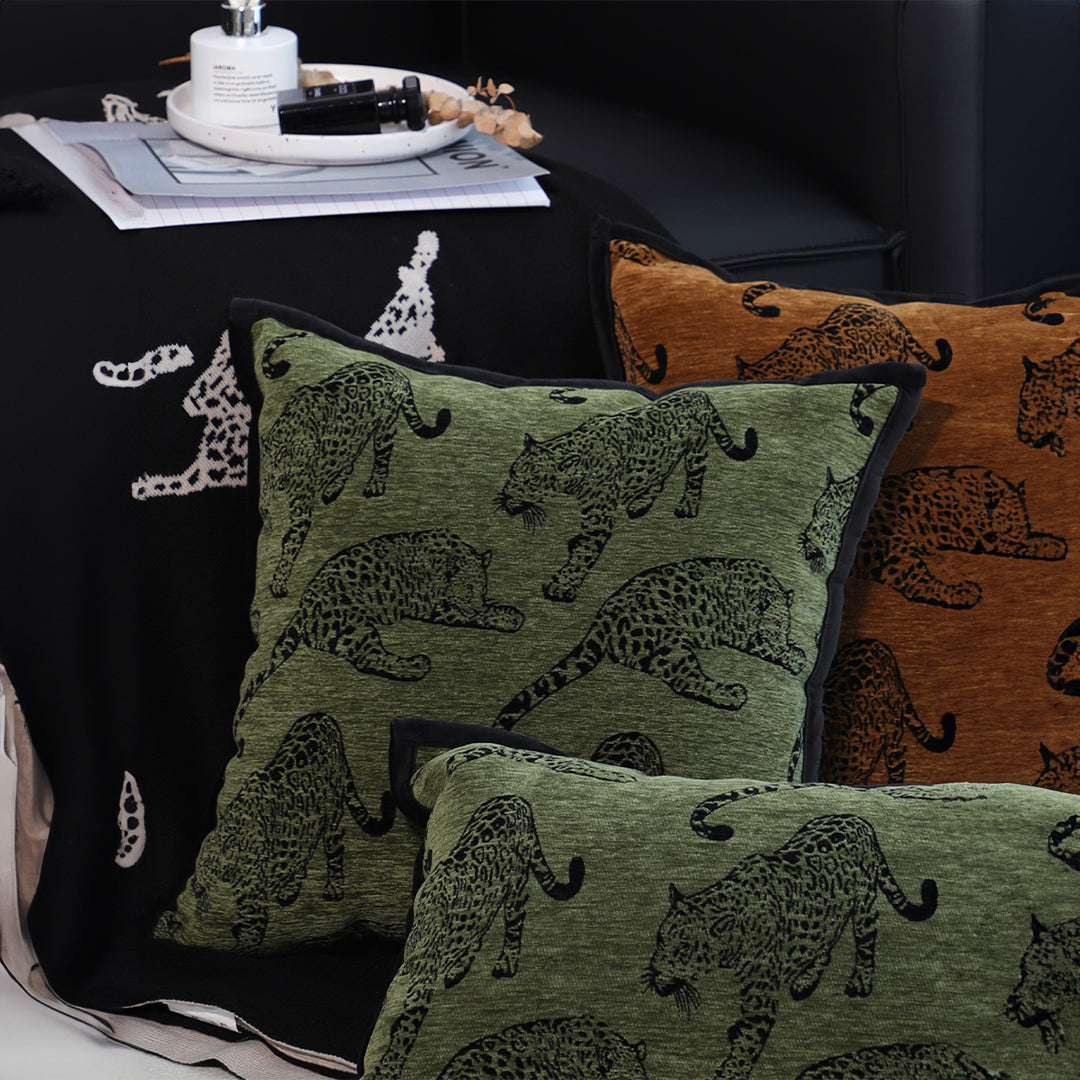 SOGA 2X 40cm Throw Pillow Green Leopard Square Retro Decorative Cushion for Living Room • LUZ-FrenchCushion297X2
