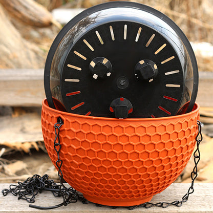 SOGA 2X Red Medium Hanging Resin Flower Pot Self Watering Basket Planter Outdoor Garden Decor • LUZ-HangPot12RedX2