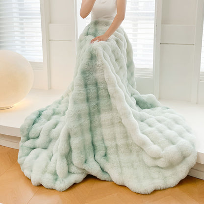 SOGA 2X 200cm Light Green Fuzzy Super Soft and Cozy Fluffy Throw Blanket • LUZ-BlanketFur339X2