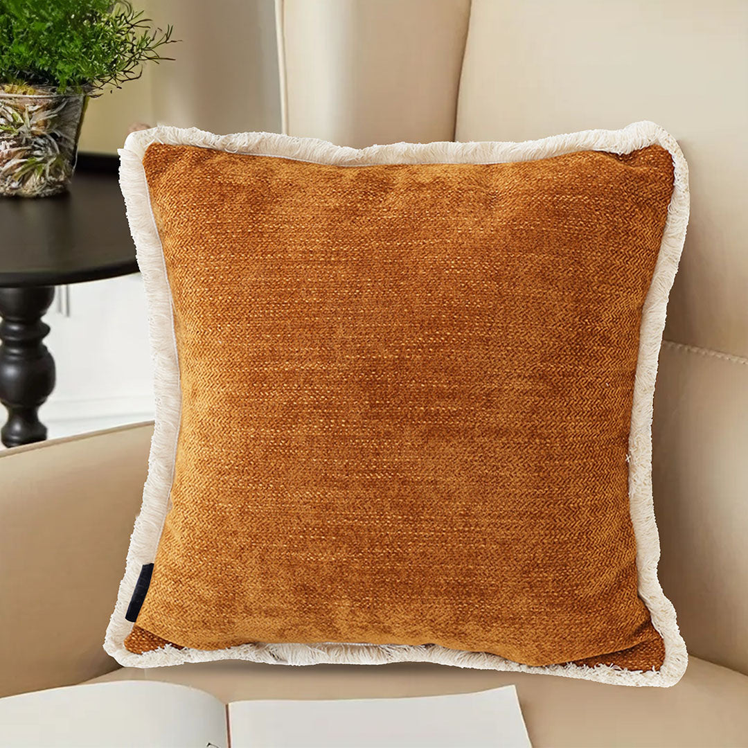 SOGA 2X 45cm Home Aesthetic Chenille Texture Tassel Square Sunset Orange Throw Pillow • LUZ-FrenchCushion247X2
