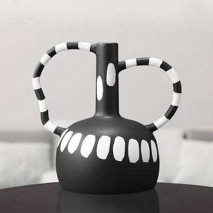 SOGA 2X 26.5x17cm Ornament Vase with Polka Dot Handicraft Decorations in Living Room Home Decor • LUZ-Ornament2917X2