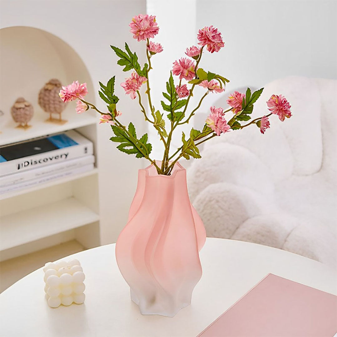 SOGA 25cm Pink Glass Vase Art Blown Hand Flower Tall Vintage Art Vases • LUZ-GVasePNK25