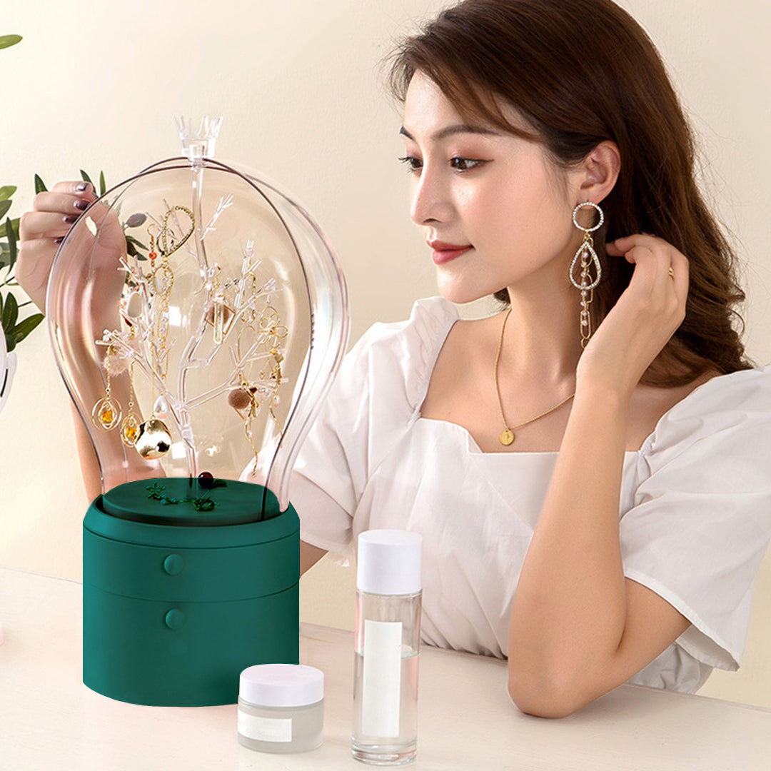 SOGA Green 360 Degree 2 Layered Jewelry Storage Box Waterproof Dustproof Accessories Organiser • LUZ-BathC908