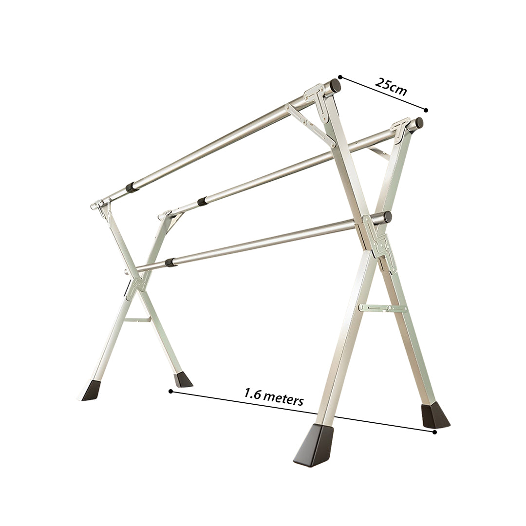 SOGA 1.6m Portable Standing Clothes Drying Rack Foldable Space-Saving Laundry Holder 3 Poles • LUZ-BSXG2511
