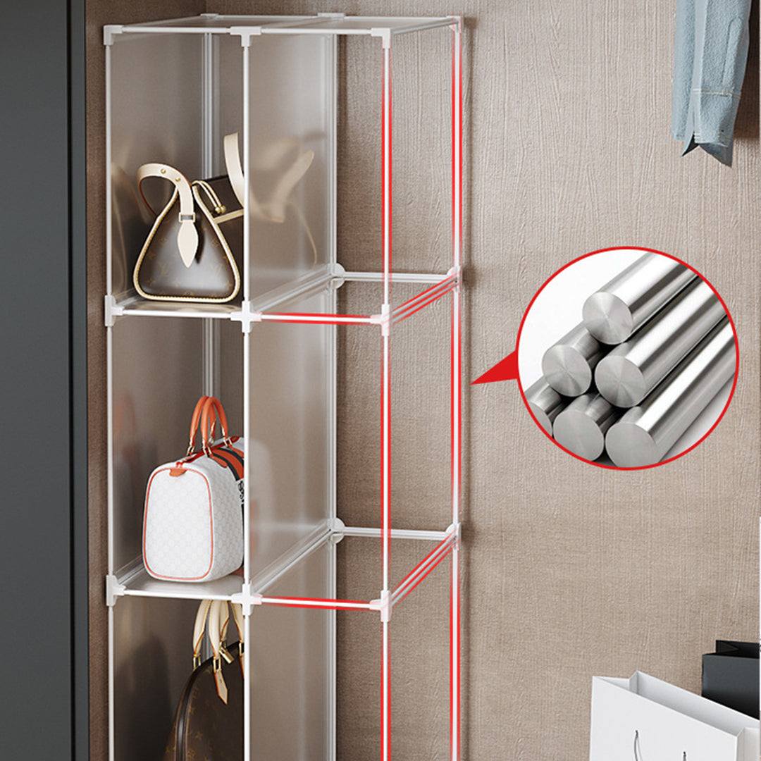 SOGA 2X 2 Tier Multifunctional PP Plastic Bag Box Portable Cubby DIY Storage Shelves Stackable Handbag Purse Organiser • LUZ-BagBox004X2