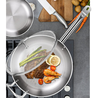 SOGA 32cm Stainless Steel Saucepan Sauce pan with Glass Lid and Helper Handle Triple Ply Base Cookware • LUZ-SaucePanSS423232CM