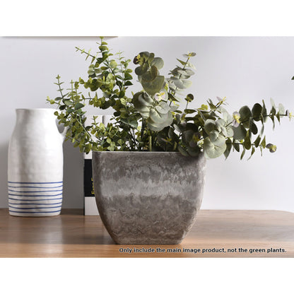 SOGA 2X 32cm Rock Grey Square Resin Plant Flower Pot in Cement Pattern Planter Cachepot for Indoor Home Office • LUZ-FPotF3252X2
