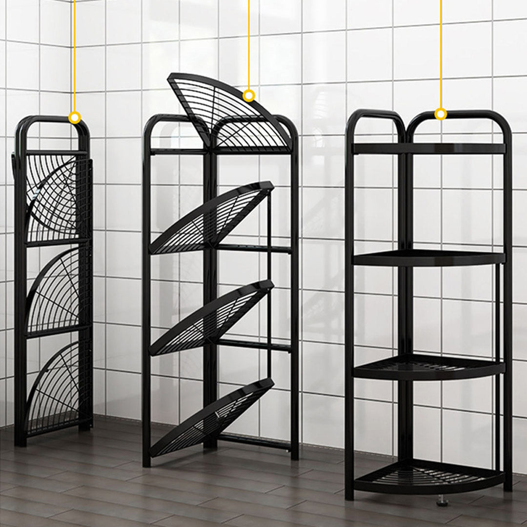 SOGA 2X 4 Tier Steel Triangular  Corner Stand Multi-Functional Shelves Portable Storage Organizer • LUZ-KitchenXY025X2