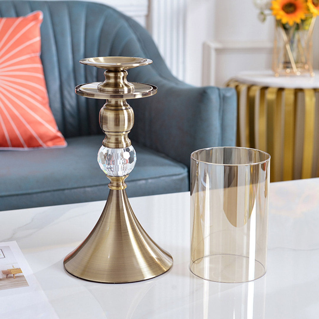 SOGA 43cm Glass Candle Holder Candle Stand Glass/Metal • LUZ-CandleStickBLarge