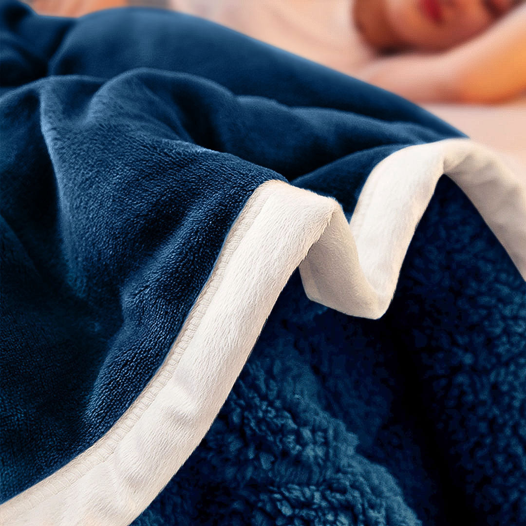 SOGA 2X Navy Blue Throw Blanket Warm Cozy Double Sided Thick Flannel Coverlet Fleece Bed Sofa Comforter • LUZ-Blanket301X2