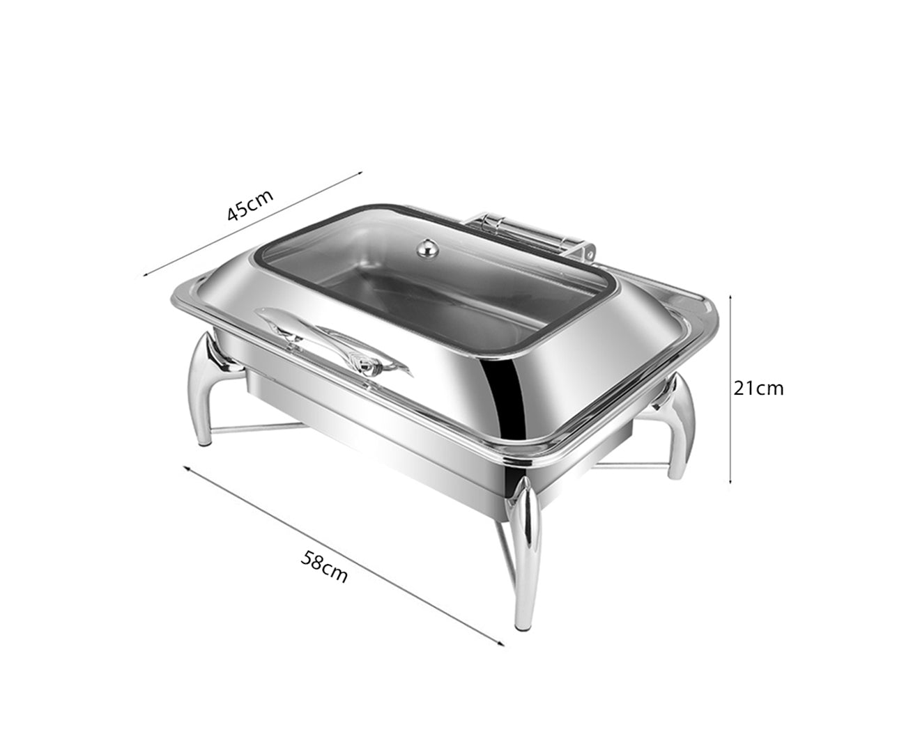 SOGA 2X Stainless Steel Rectangular Chafing Dish Tray Buffet Cater Food Warmer Chafer with Top Lid • LUZ-ChafingDish2103X2
