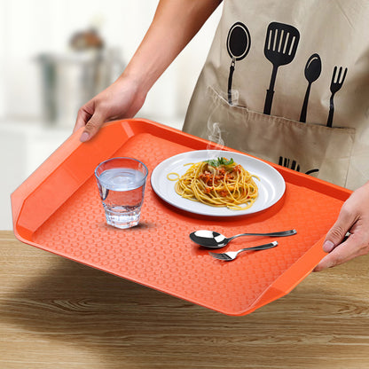 SOGA Rectangular Serving Tray Heavy Duty Waterproof Stackable Plastic Food Snack Pan Set of 5 Orange • LUZ-PVPlateOrangeX5