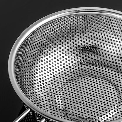 SOGA Stainless Steel Perforated Colander Fine Mesh Net Food Strainer Basket with Handle Skimmer Sieve Set • LUZ-NetColanderSet