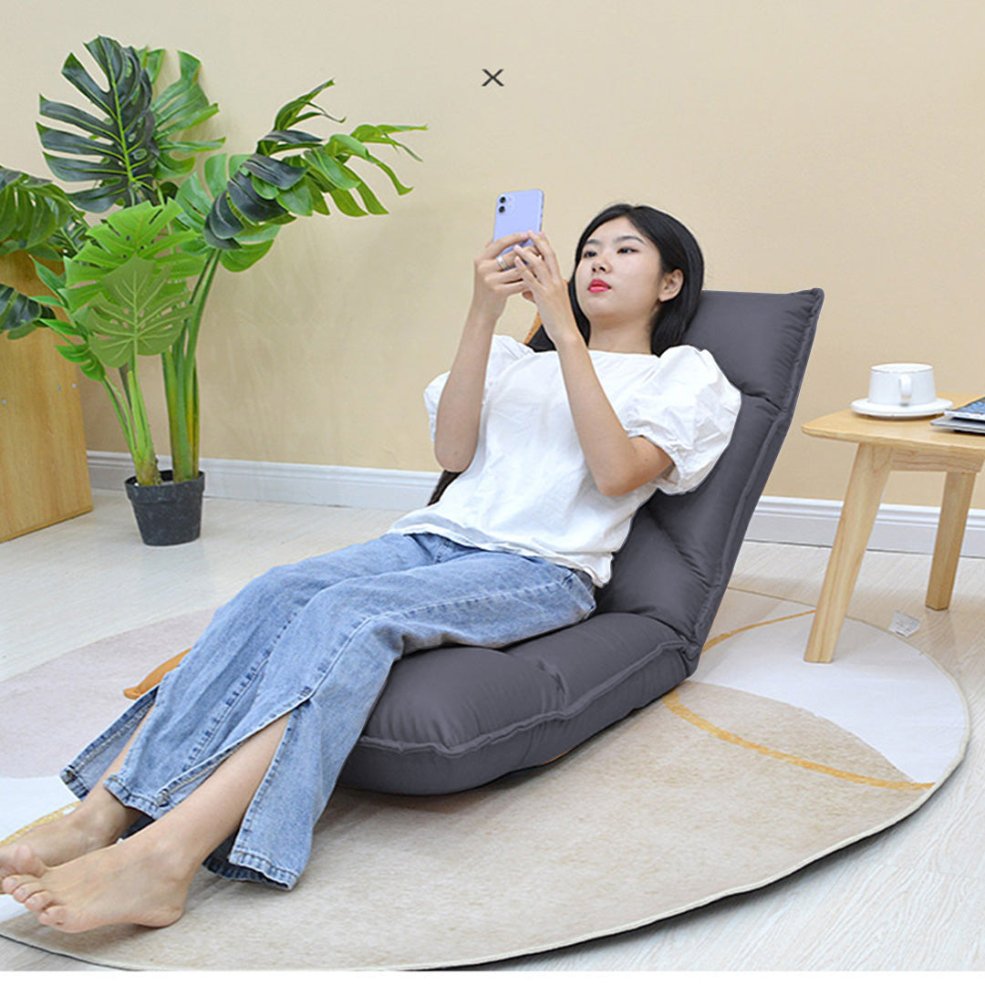 SOGA 4X Grey Lounge Recliner Lazy Sofa Bed Tatami Cushion Collapsible Backrest Seat Home Office Decor • LUZ-LoungeC3809X4