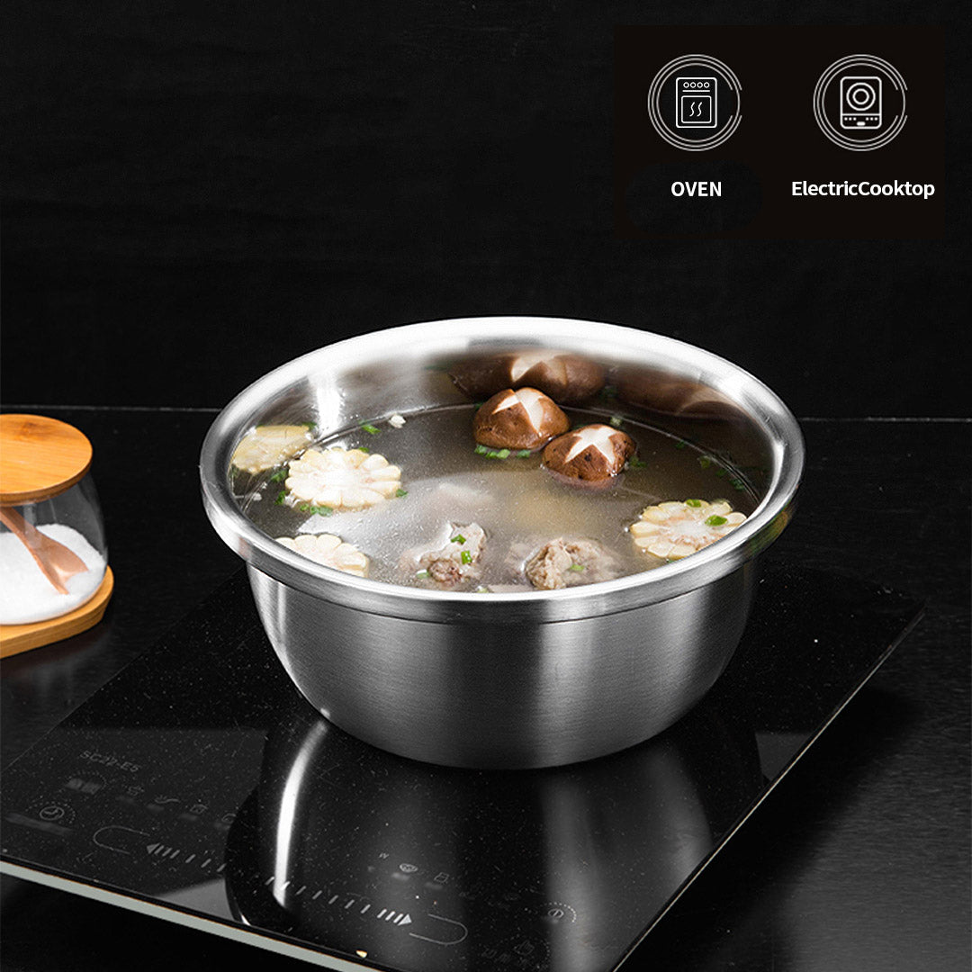 SOGA 2X 5Pcs Deepen Matte Stainless Steel Stackable Baking Washing Mixing Bowls Set Food Storage Basin • LUZ-Bowl889X2